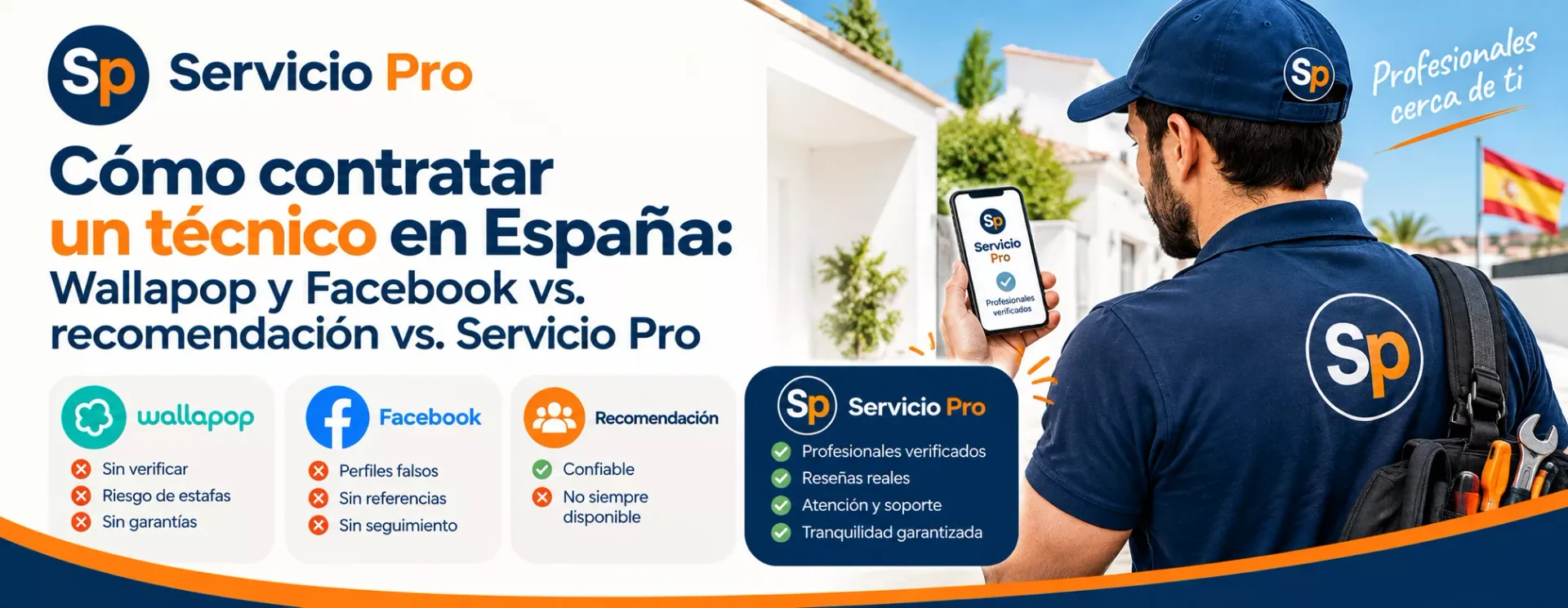 Cómo contratar un técnico en España: Wallapop y Facebook vs. recomendación vs. Servicio Pro